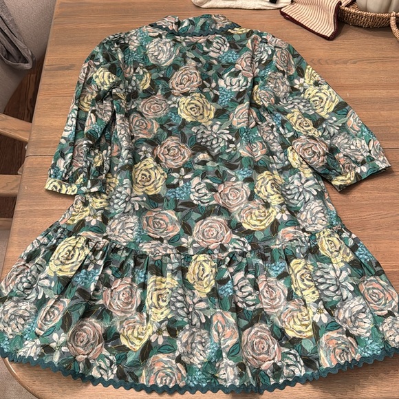 Entro Floral Puff Sleeve Ric Rac Mini Dress w/pockets - Picture 6 of 8